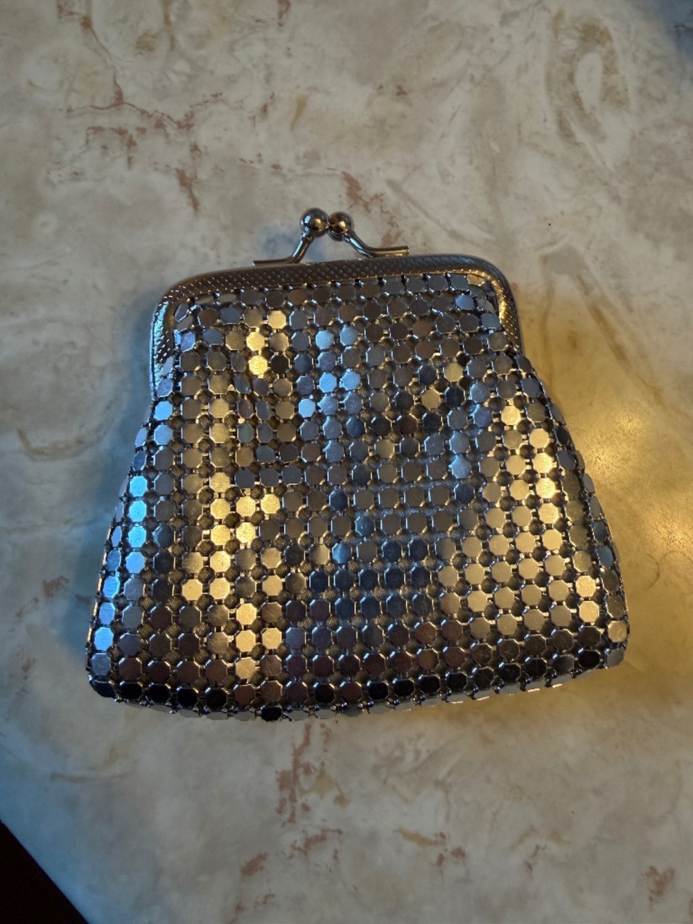 Silver metal kisslock coin purse by Aldo - 4 inches x 3.5 inches - Picture 6 of 6